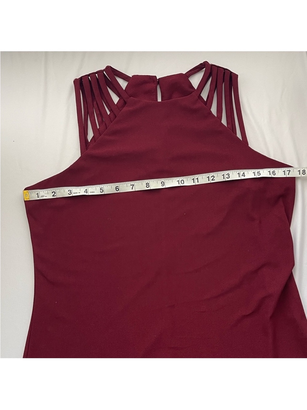 Burgundy Strappy Halter Tank Top Size S Minimalist Cami Summer Casual Clean Girl - Picture 9 of 10